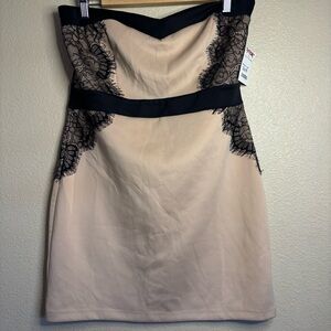 Trixxi Strapless Black and Cream Dress